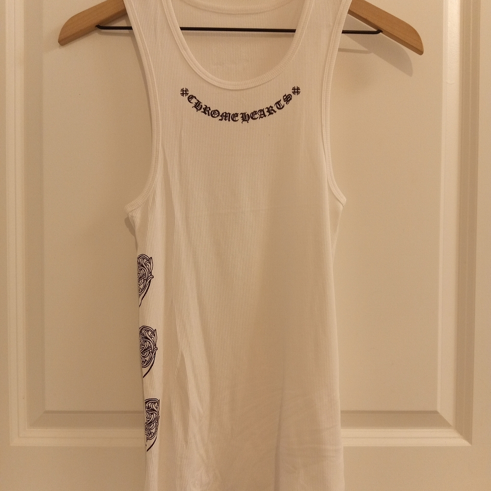 Chrome Hearts Love You White Ribbed Tank Top